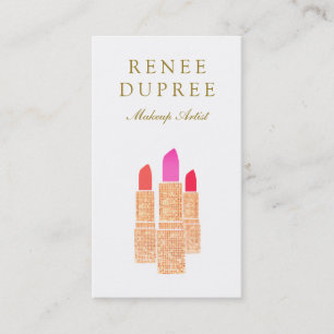 Elegant Makeup Artist Rose Gold Lipsticks Business Card
