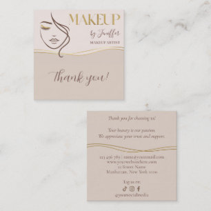 Elegant makeup artist Thank you Card