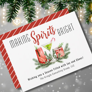 Elegant Making Spirits Bright Red & Green Company Holiday Card
