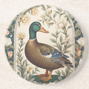 Elegant Mallard Duck William Morris Inspired  Coaster