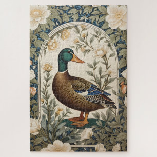 Elegant Mallard Duck William Morris Inspired  Jigsaw Puzzle