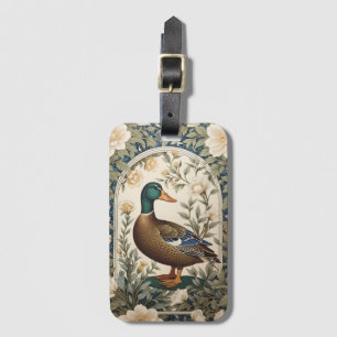 Elegant Mallard Duck William Morris Inspired  Luggage Tag