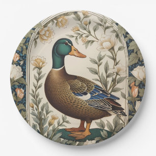 Elegant Mallard Duck William Morris Inspired  Paper Plate