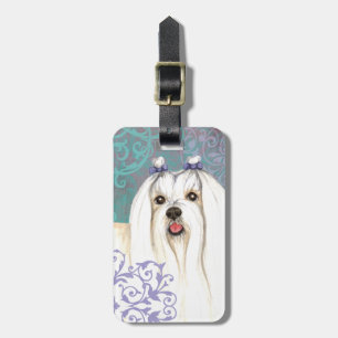 Elegant Maltese Luggage Tag
