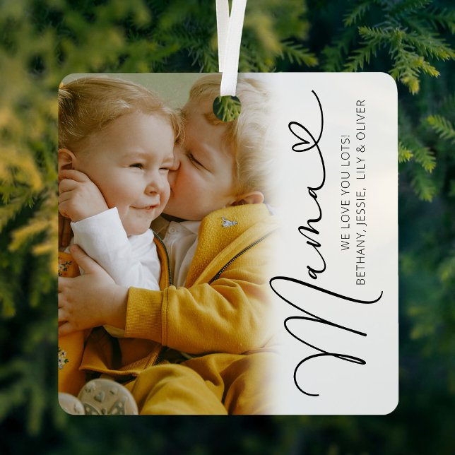 Elegant Mama Photo Christmas Metal Ornament (Creator Uploaded)
