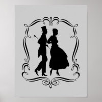 Elegant Man And Woman Party Silhouette Art