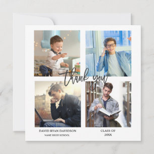Elegant Man Graduation Photo Collage Thank You Announcement