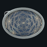 Elegant Mandala Art Boho Gold and Navy Blue Luxury Belt Buckle<br><div class="desc">Beautiful gold coloured mandala artwork with navy blue background.</div>