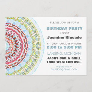 Elegant Mandala Birthday Party Invitations