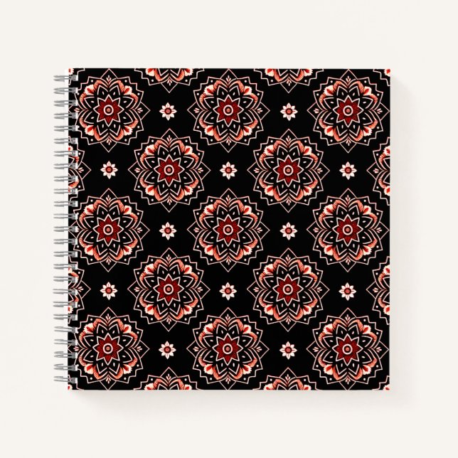 Elegant Mandala Boho Floral Pattern Notebook (Front)
