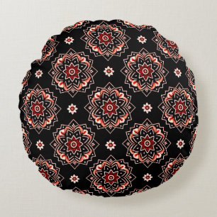 Elegant Mandala Boho Floral Pattern Round Cushion