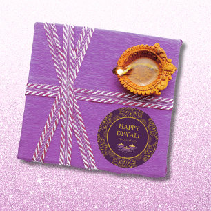 Elegant mandala diyas hindu custom purple diwali  classic round sticker