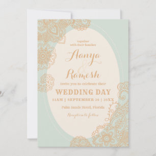 Elegant Mandala Dotted Circle Mehndi Wedding Invitation