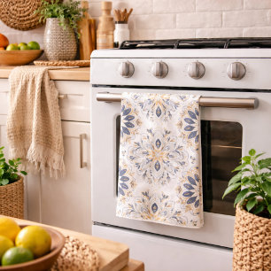 Elegant Mandala Gold Navy Tea Towel