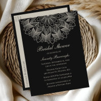 Elegant Mandala Indian Boho Black Bridal Shower