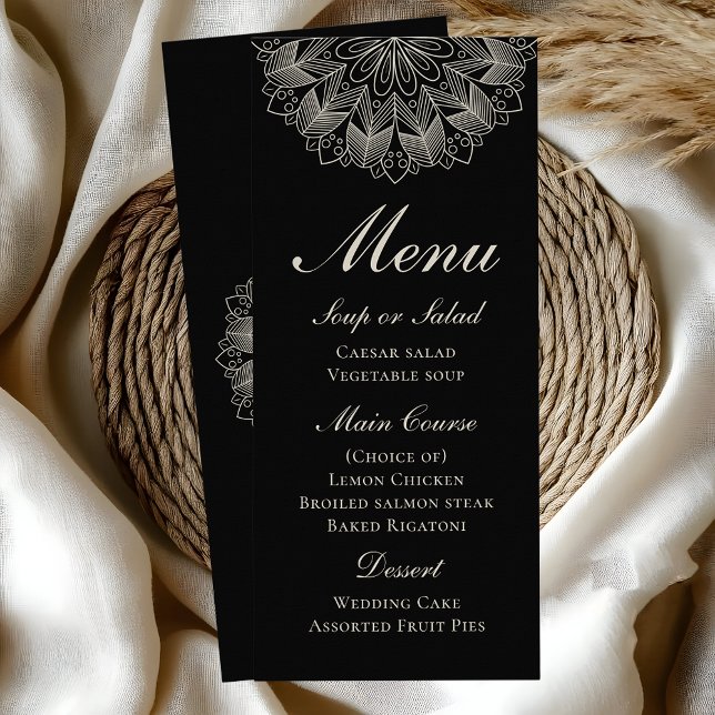 Elegant Mandala Indian Boho Black Wedding Men Rack Card (Creator Uploaded)