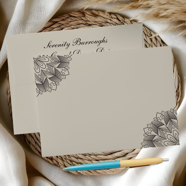 Elegant Mandala Indian Boho Chic Beige Wedding Envelope (Creator Uploaded)