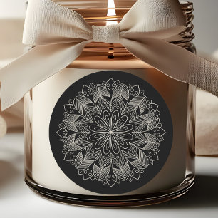 Elegant Mandala Indian Boho Chic Black Wedding Classic Round Sticker