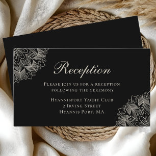 Elegant Mandala Indian Boho Chic Black Wedding Enclosure Card
