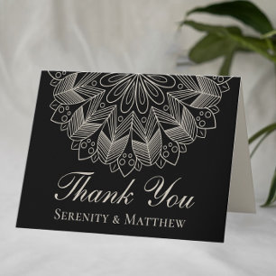 Elegant Mandala Indian Henna Boho Chic Black Thank You Card