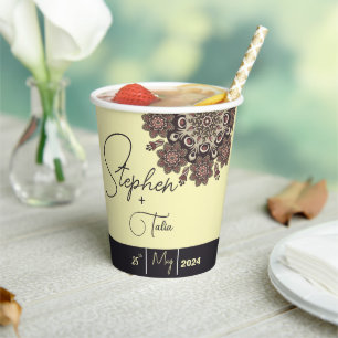 Elegant Mandala-Inspired Wedding  Paper Cups