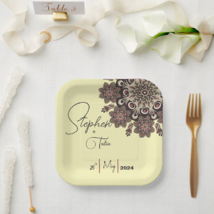 Elegant Mandala-Inspired Wedding  Paper Plate