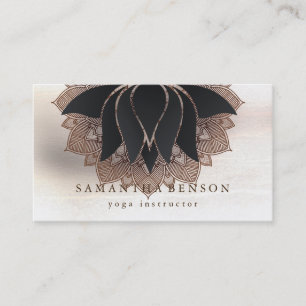 Elegant Mandala Lotus Flower Logo Yoga Instructor Business Card