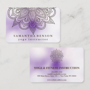 Elegant Mandala Lotus Flower Logo Yoga Instructor Business Card