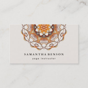 Elegant Mandala Lotus Flower Logo Yoga Instructor Business Card