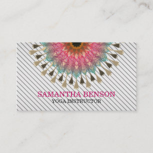 Elegant Mandala Lotus Logo Yoga Instructor Business Card