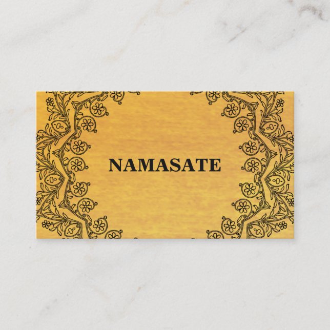 Elegant Mandala Namaste Gold Yoga Logo Art Business Card (Front)