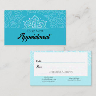 Elegant Mandala Next Appointment Card Blue & Whit