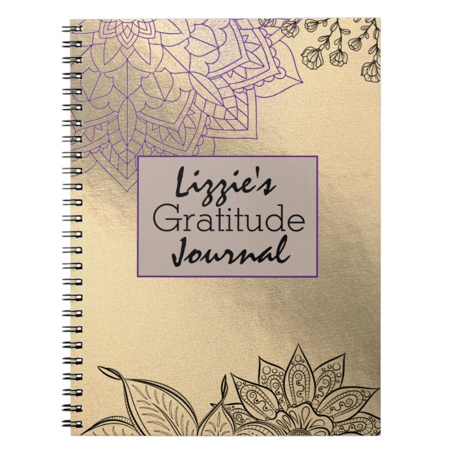 Elegant Mandala on Gold Gratitude Journal (Front)