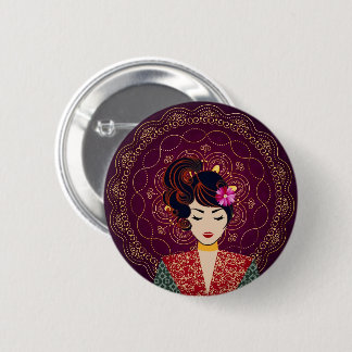 Elegant Mandala Woman Art Button
