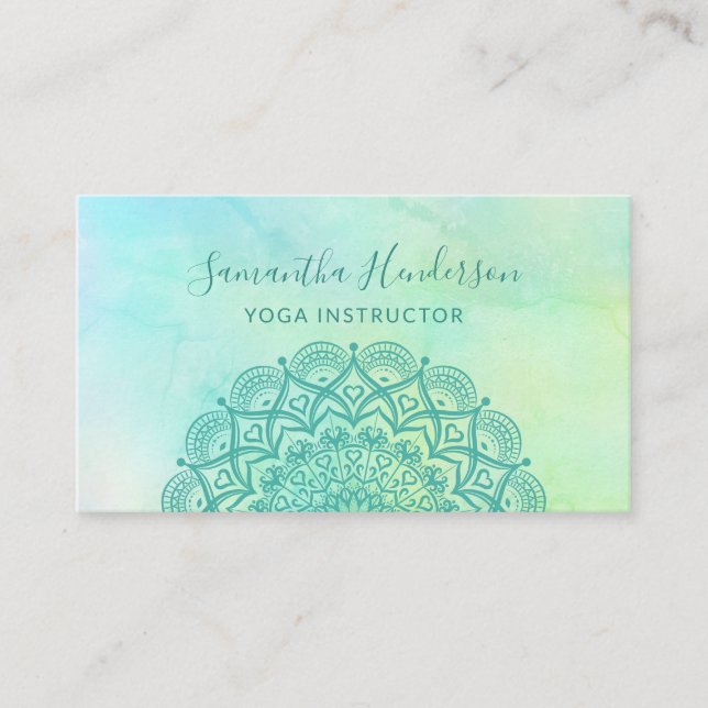 Elegant Mandla Flower Yoga Business Card (Front)