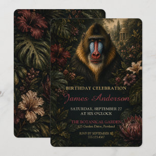 Elegant Mandrill Botanical Milestone Birthday Invitation