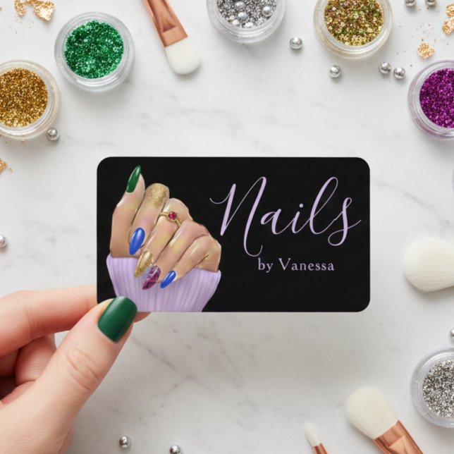 Elegant Manicurist Nail Technician Luxury Salon Business Card (Creator Uploaded)