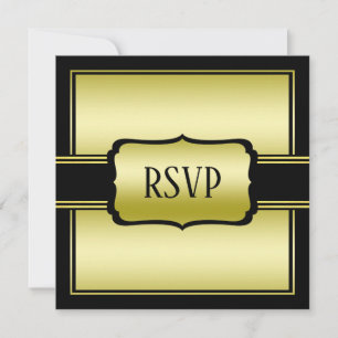 Elegant Man's Gold & Black Birthday RSVP
