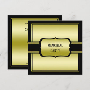 Elegant Man's Gold & Black Memorial Party Invitation