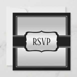 Elegant Man's Silver & Black Birthday RSVP