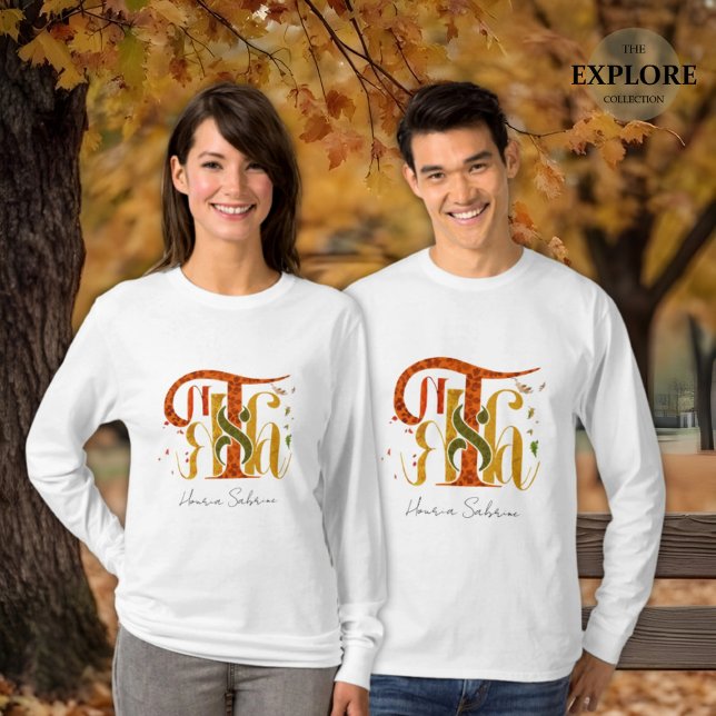 Elegant Manuscript Thanks Autumn Fall Foliage T-Shirt (Creator Uploaded)