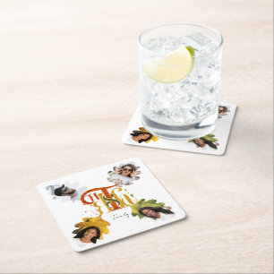 Elegant Manuscript Thanks Autumn Foliage Photos Square Paper Coaster