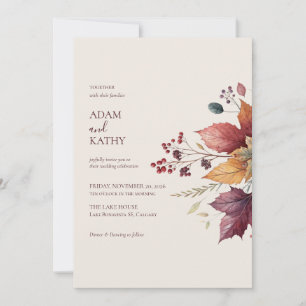 Elegant Maple Leaf Autumn Wedding Invitation