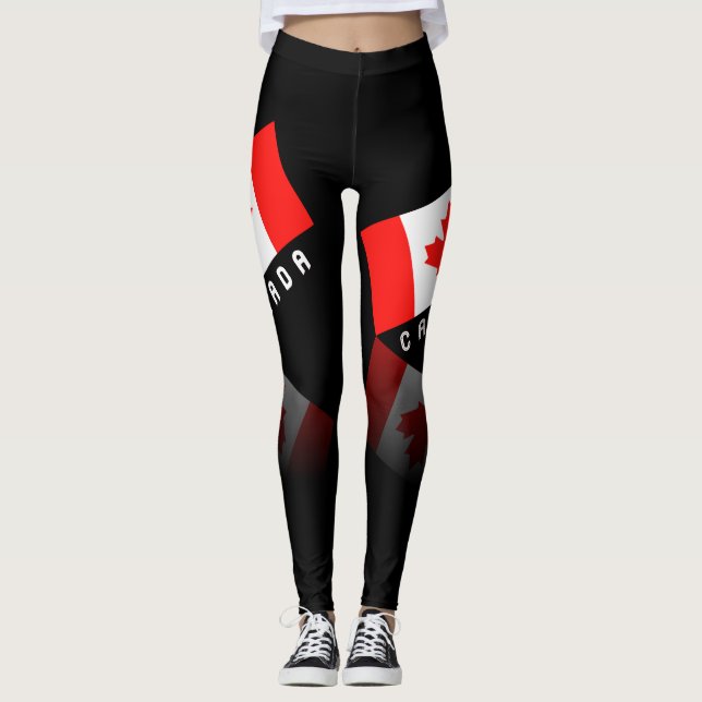 Elegant Maple Leaf Canada Flag Leggings (Front)