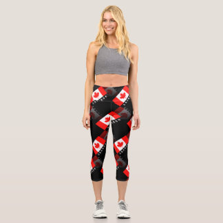 Elegant Maple Leaf Canadian High Waisted Capris