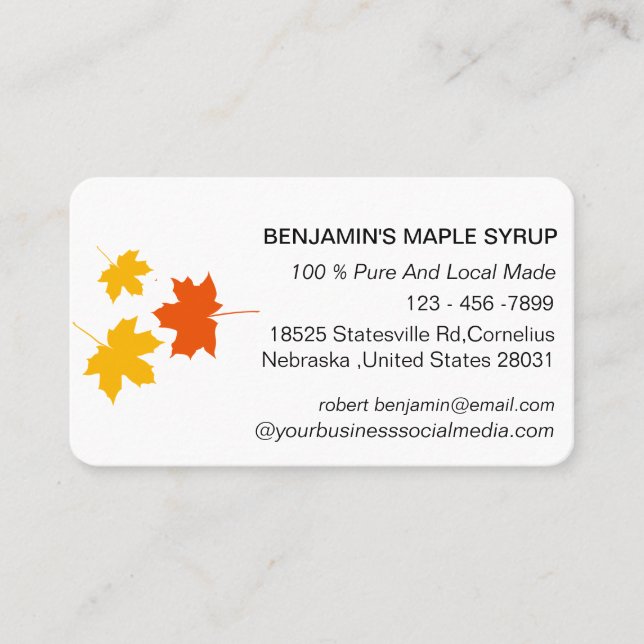  Elegant Maple Leaf Syrup Farm  Business Card (Front)