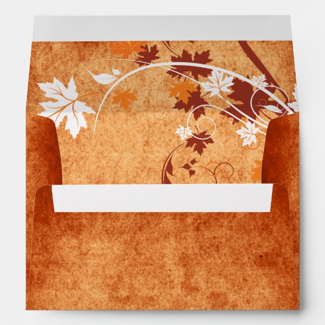Elegant maple leaves orange fall wedding envelope (Back (Bottom))