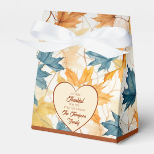 Elegant Maple Leaves Thankful Thanksgiving Heart Favour Box