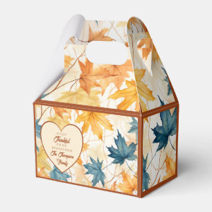 Elegant Maple Leaves Thankful Thanksgiving Heart Favour Box