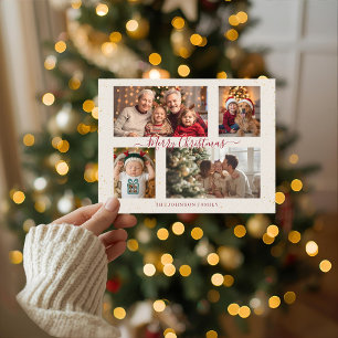Elegant Marble 5 Photo Christmas Card